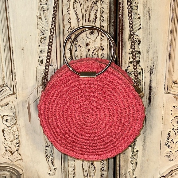 Pretty in Pink Cylinder Weaved Unique Bag Dressy Casual FairyCore CottageCore - Picture 1 of 7